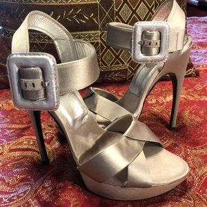 Silver Satin Roger Vivier Heels--Size 36 1/2